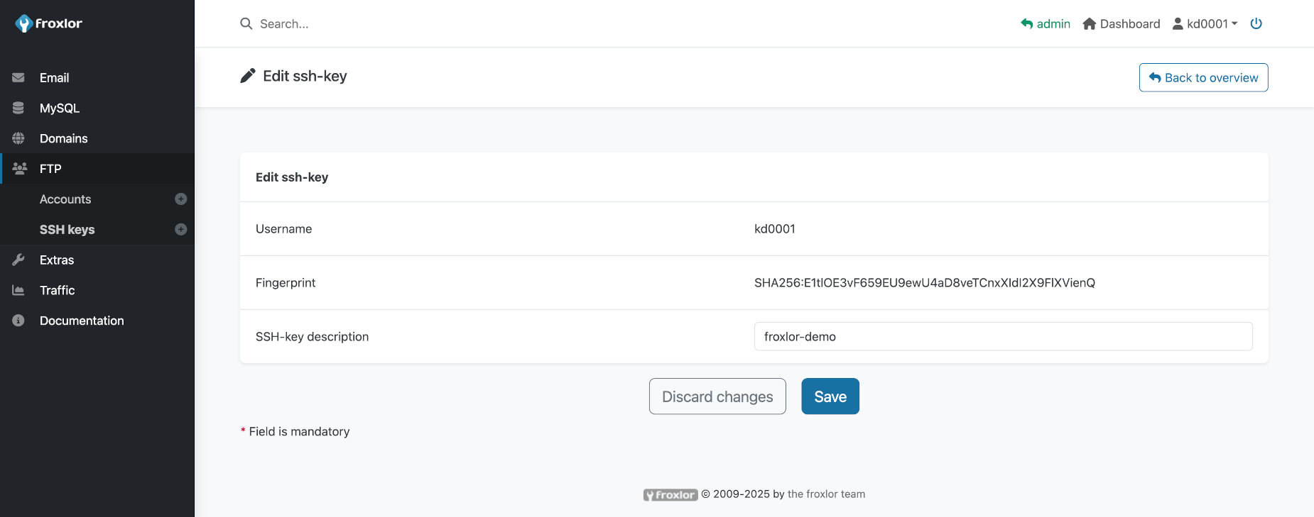 Edit existing SSH key